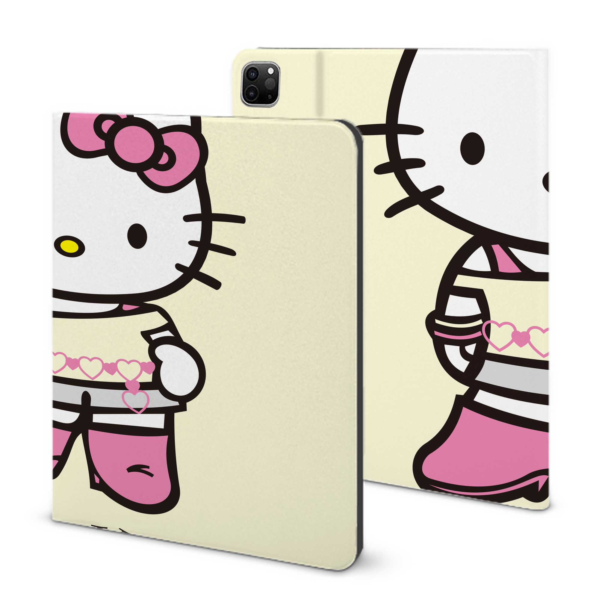 （画像用） Hello Kitty ハローキティ IPad ケース ブック型 PUレザー TPU 耐衝撃 軽量 薄型 ペン収納なし 全面保護 IPad 各モデル対応